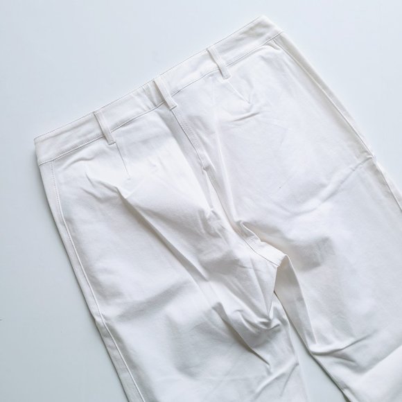 Eileen Fisher White Organic Cotton Stretch Twill Slim Ankle Trouser Pants - XS - Picture 4 of 7